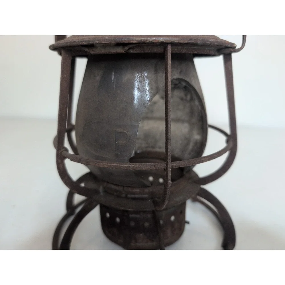Vintage Railroad Lantern PRR Pennsylvania Railroad Keystone Logo Lid Dressel